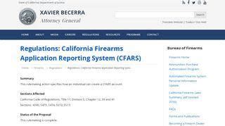 The Bureau of Firearms in the Department of Justice collects the information requested on this form as authorized by Penal Code sections 27875 and 27920. . Cfars doj